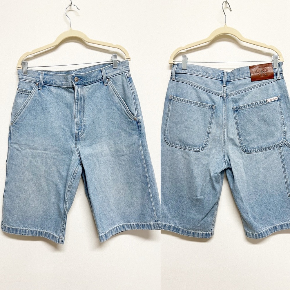 CK Calvin Klein Mens 90s Baggy Oversized Long Denim Jort Jean Short Size 32